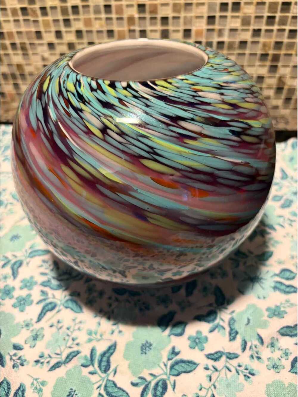 Hand blown glass art vase